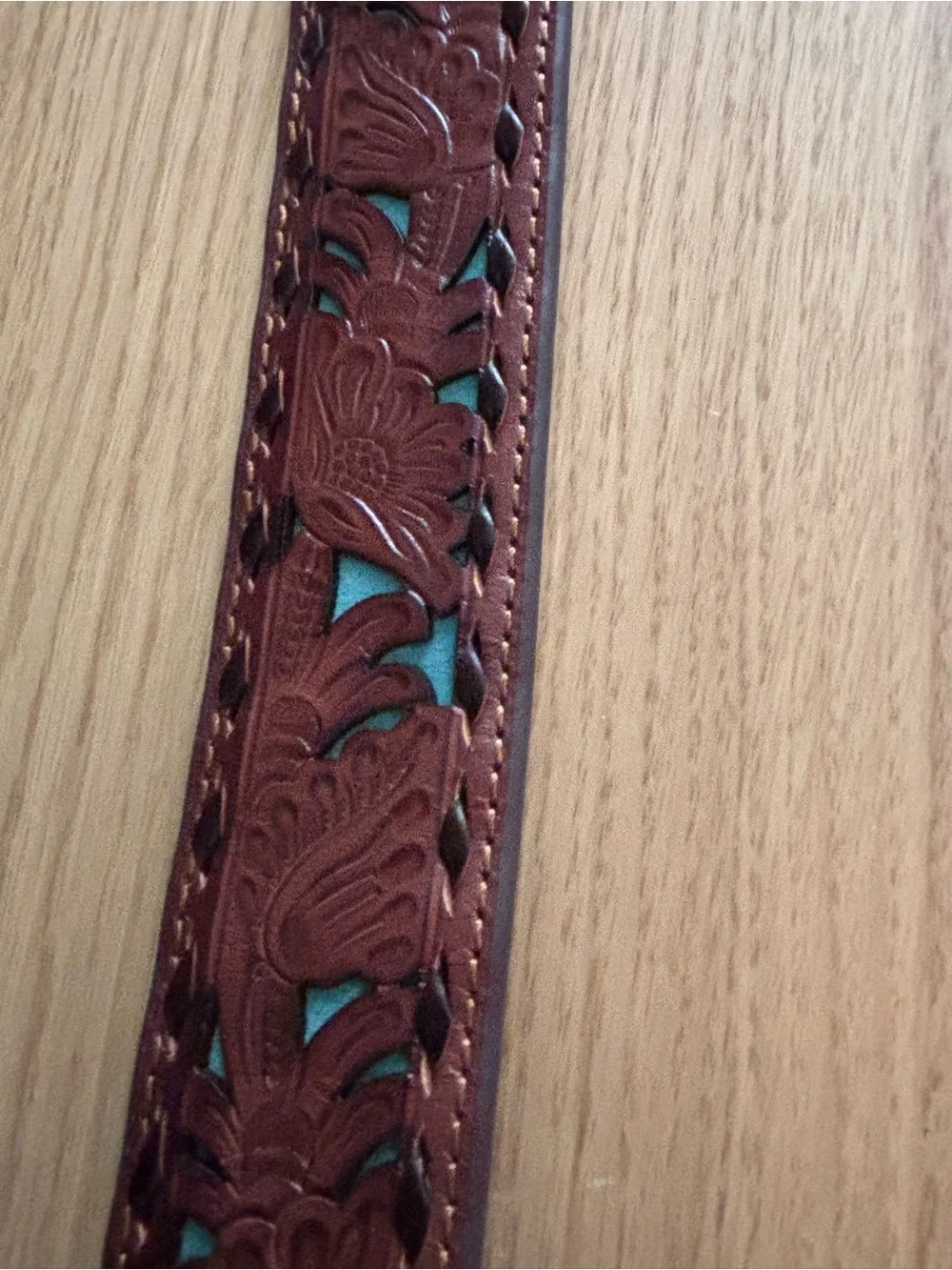 Men's Brown Leather Belt with Decorative Silver-Tone Engraved Buckle